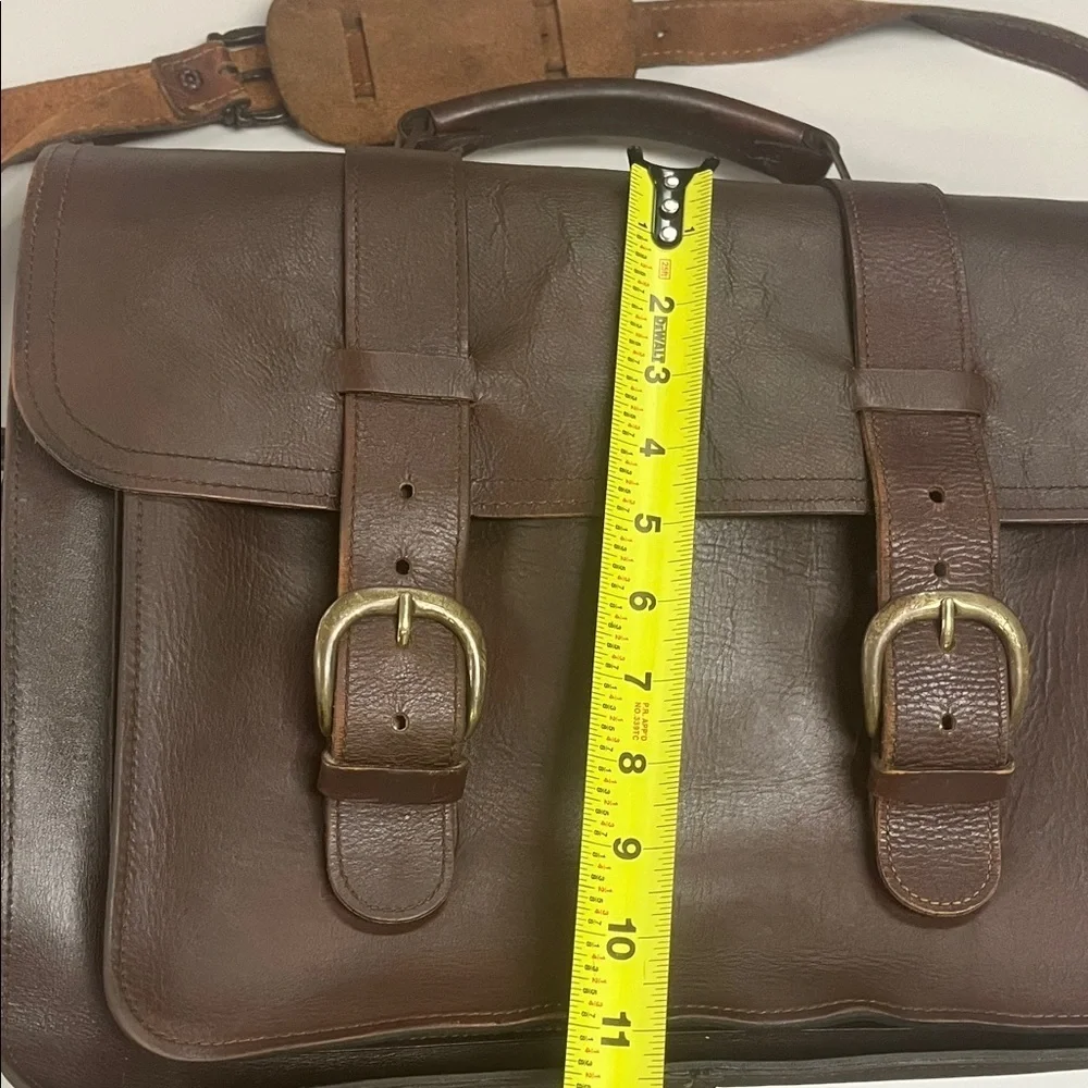Naturally Yours Brown vintage Leather Briefcase with long adjustable strap